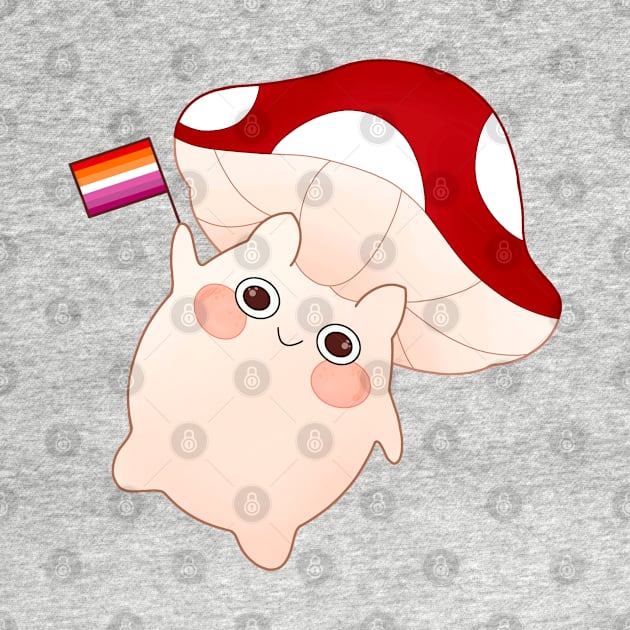 dancing and waving mushroom with lesbian pride flag by Simplephotoqueen